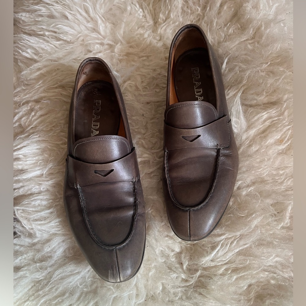 Prada Men's Dark Brown Slip-On Loafers